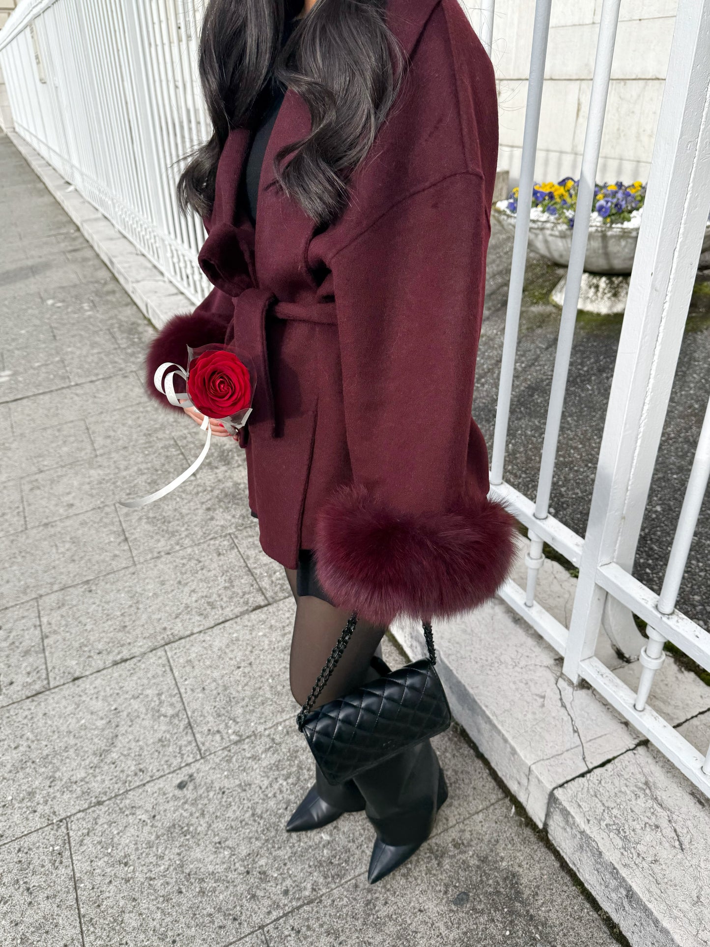 MANTEAU EN LAINE À FOURRURE