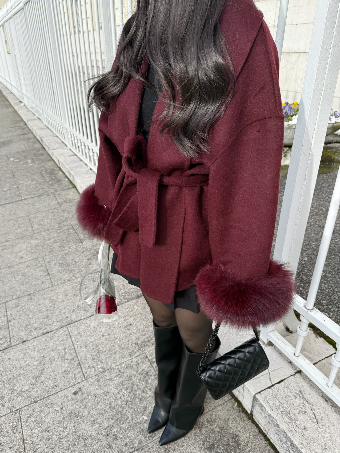 MANTEAU EN LAINE À FOURRURE