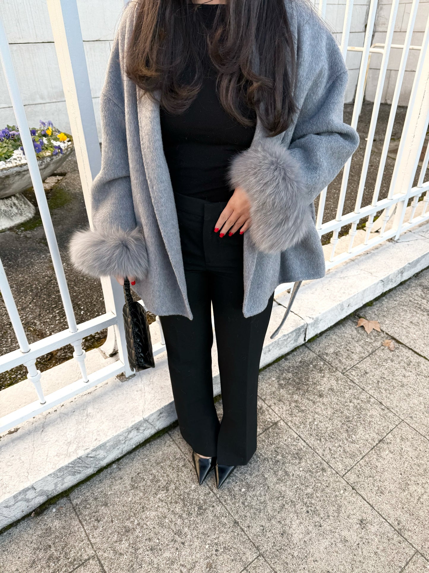MANTEAU EN LAINE À FOURRURE
