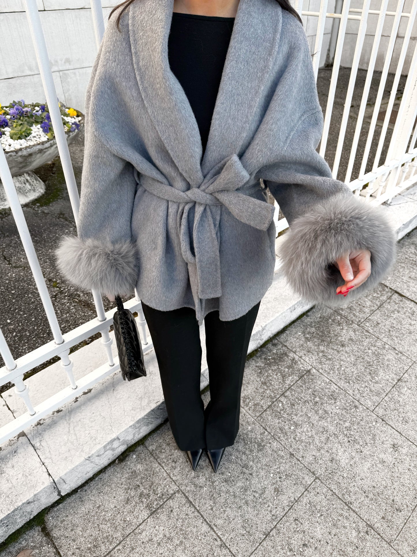 MANTEAU EN LAINE À FOURRURE
