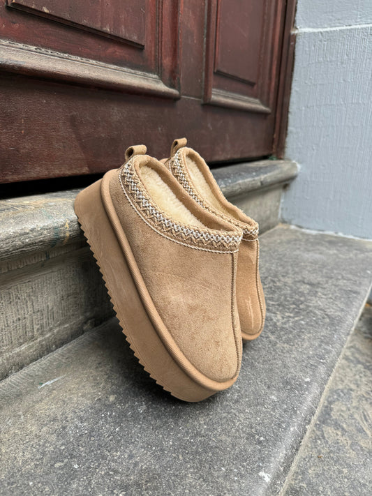 Mules plateformes hautes beige