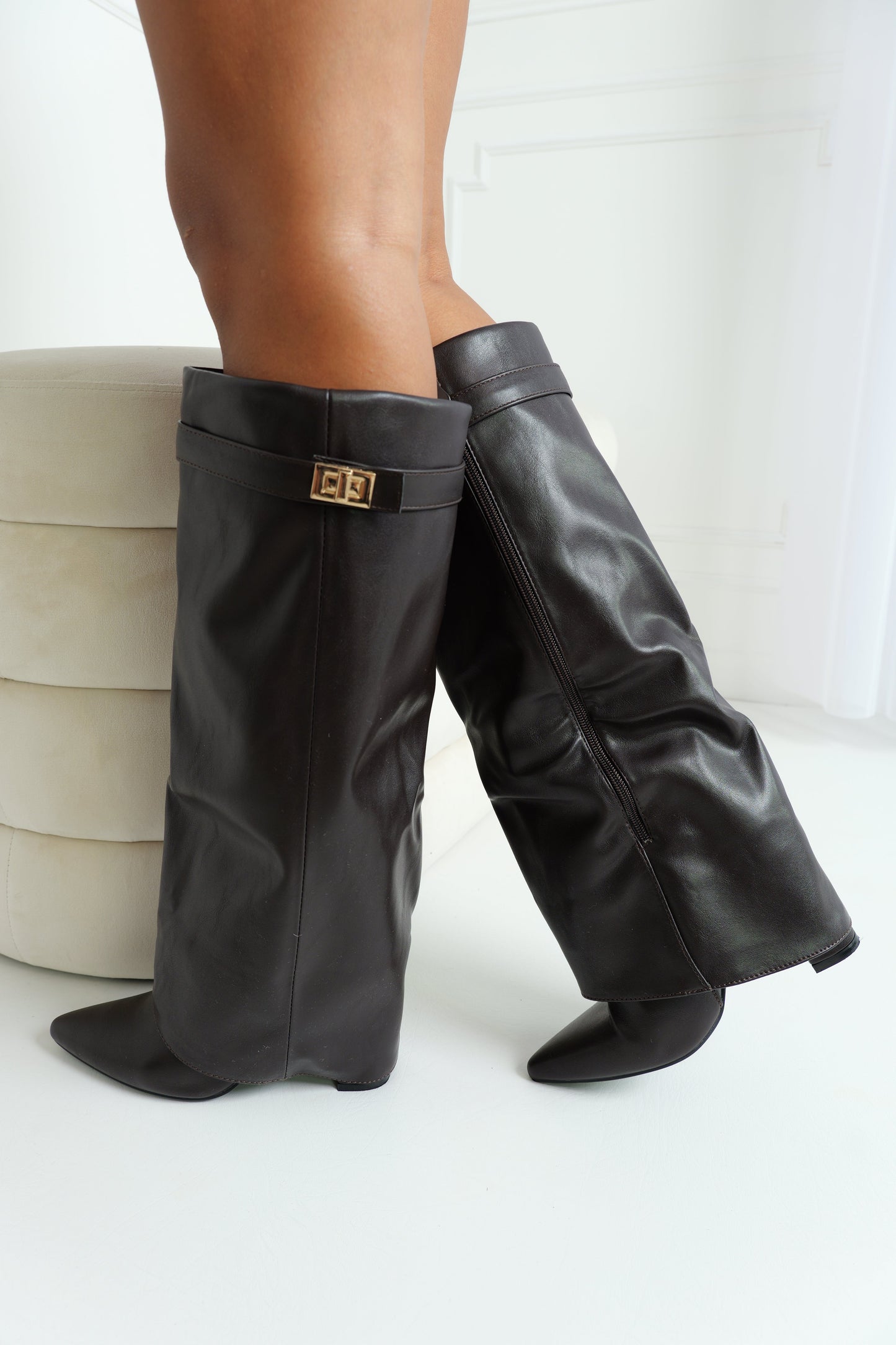 Bottes à talons simili cuir