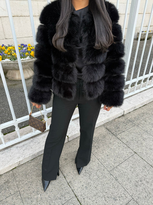 FOURRURE NOIRE MANCHES LONGUES