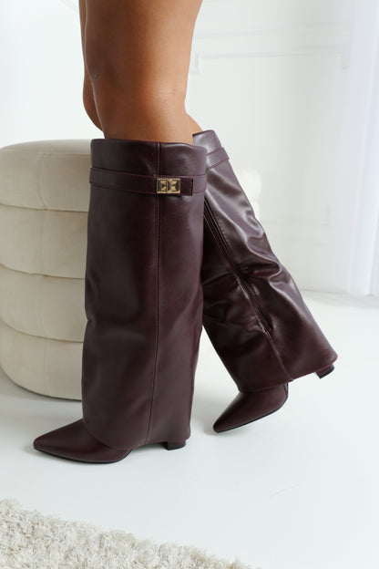 Bottes à talons simili cuir