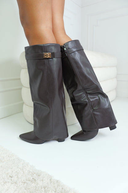 Bottes à talons simili cuir