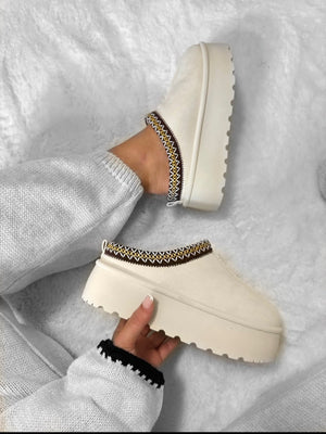 Mules plateformes beige