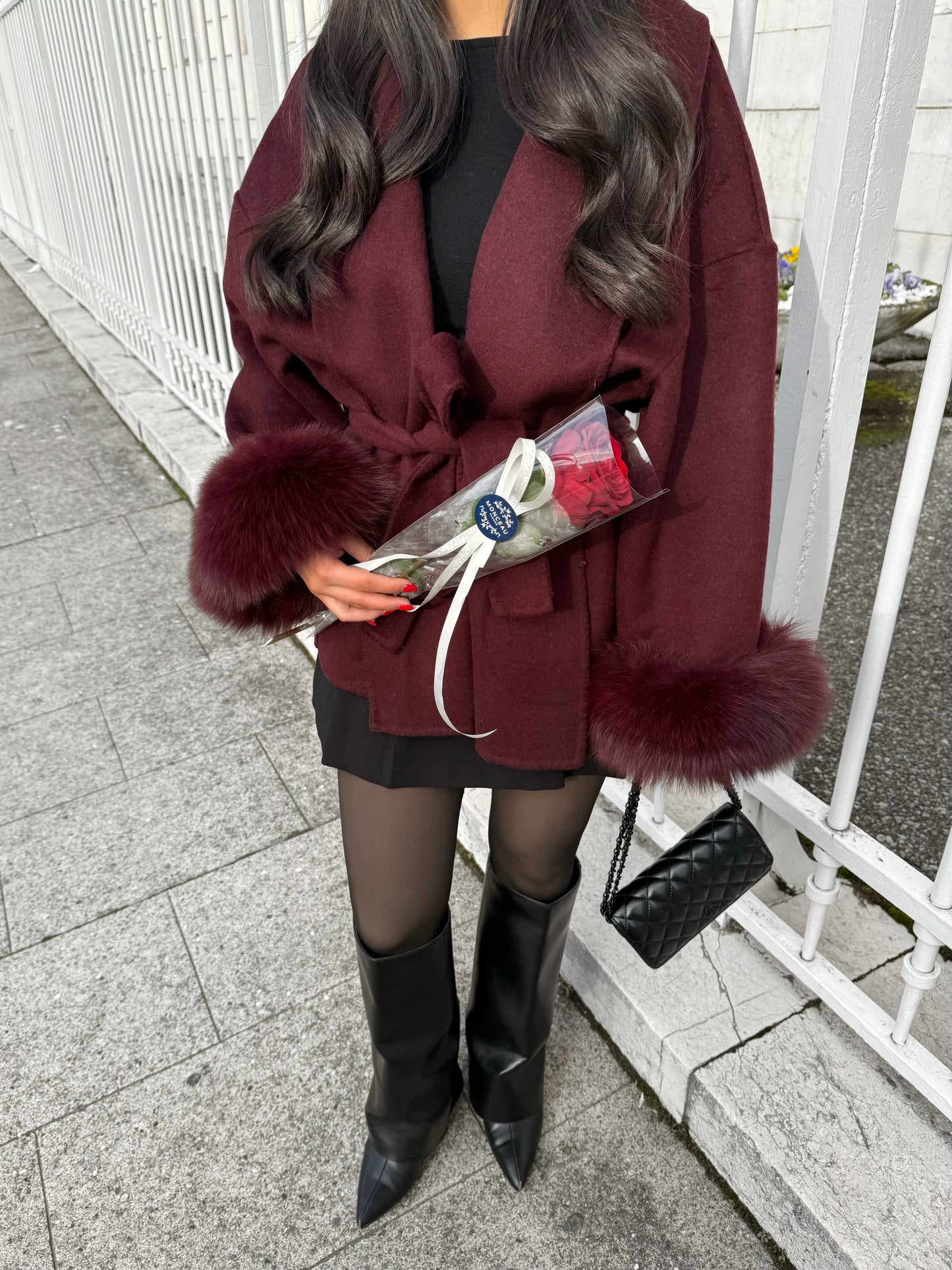 MANTEAU EN LAINE À FOURRURE