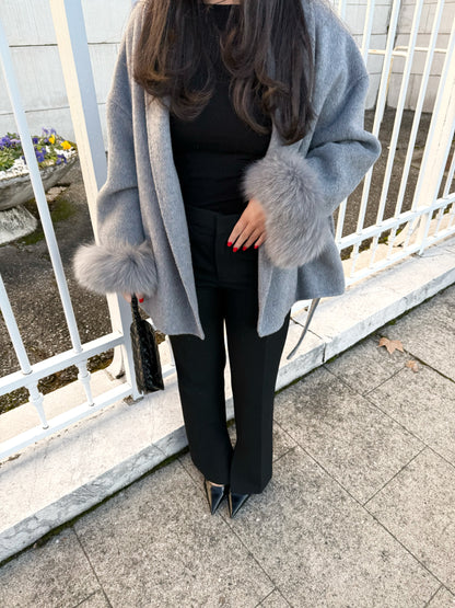MANTEAU EN LAINE À FOURRURE