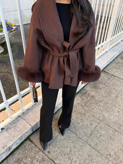MANTEAU EN LAINE À FOURRURE